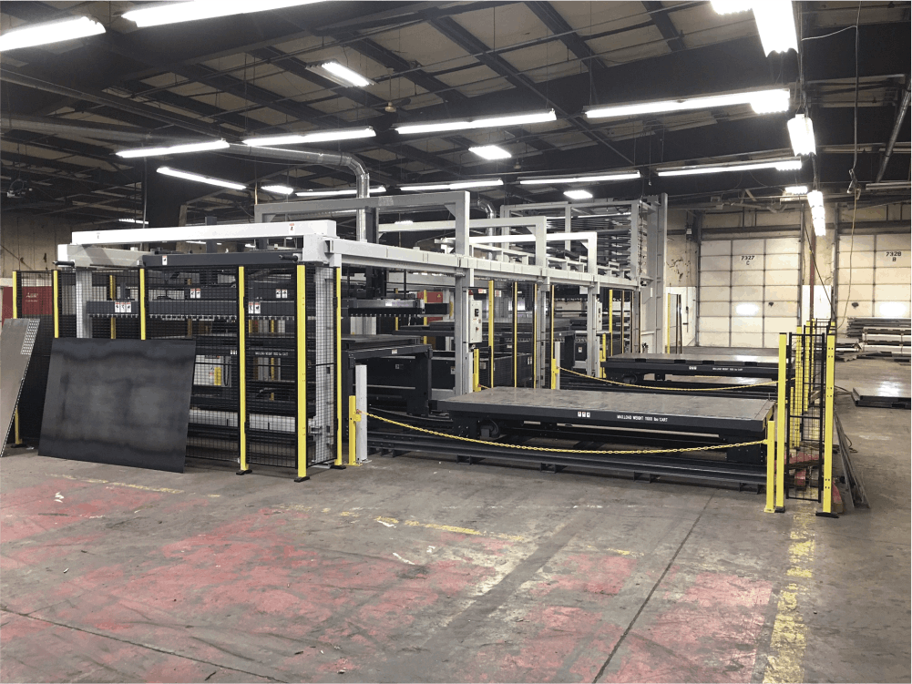 fiber-lasers-automation-towers automated fiber laser towers in RV part manufacturing shop