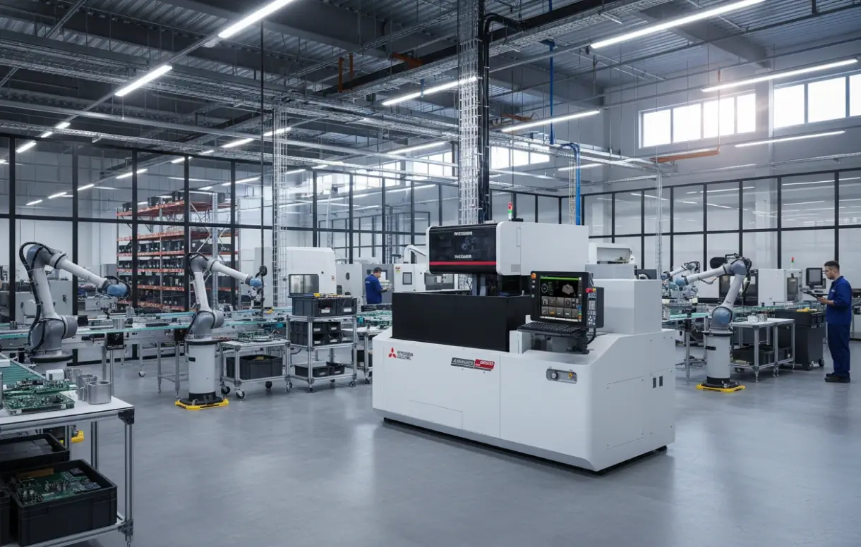 remote360 wire EDM monitoring system wire EDM machine monitoring dashboard in a glass-walled office overlooking the shop floor